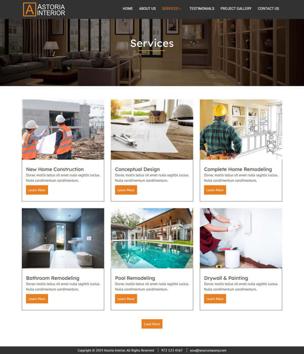 Get Premade interior web design at $39/mo. | Lease A Website